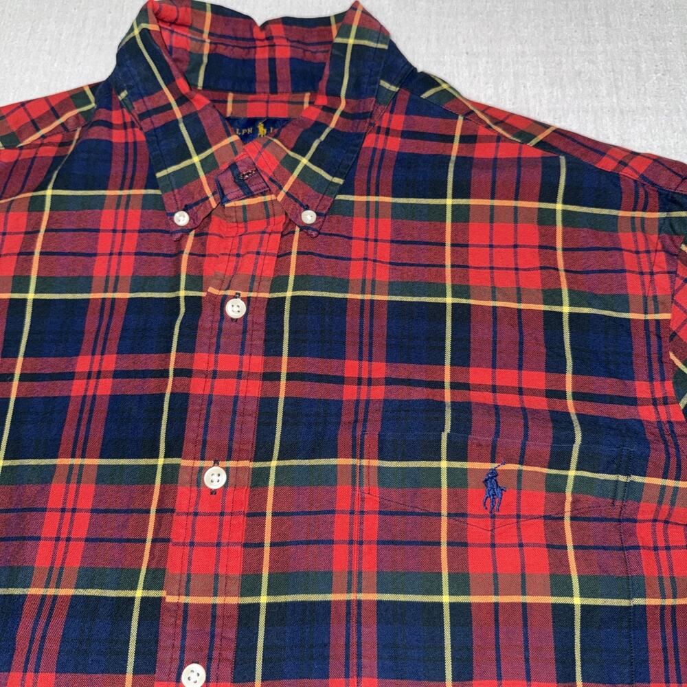 Ralph Lauren Button Down Shirt Mens XXL Red Plaid Classic Fit Long Sleeve Oxford - Picture 3 of 7